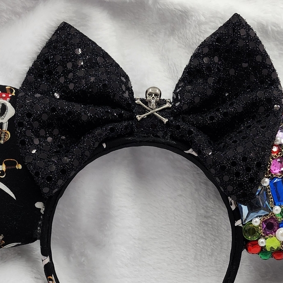 Disney PIRATE Minnie Mouse EARS w/Rhinestones & Faux Pearls • Adult • Clean - Picture 3 of 9